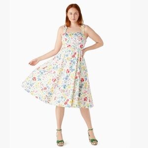 NEW Kate Spade NY Garden Bouquet Floral Fit-and-Flare Midi Dress White Size 12